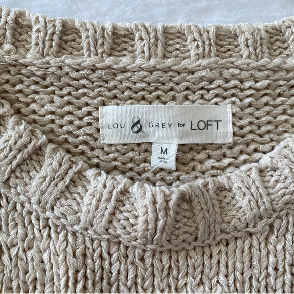 NWT Lou & Grey For Loft Cream and Yellow Striped Crew Neck Sweater Size Medium - Picture 4 of 6